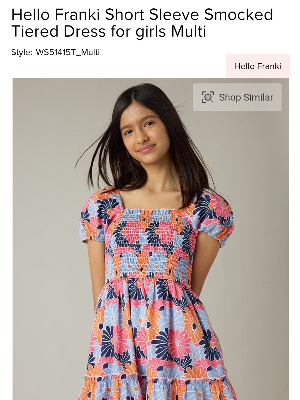 Francesca's Girls' Smocked Tiered Dress in Multi Floral